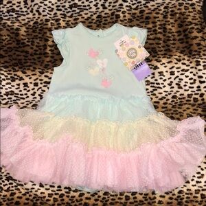 Green and pink butterfly tutu dress 6 months